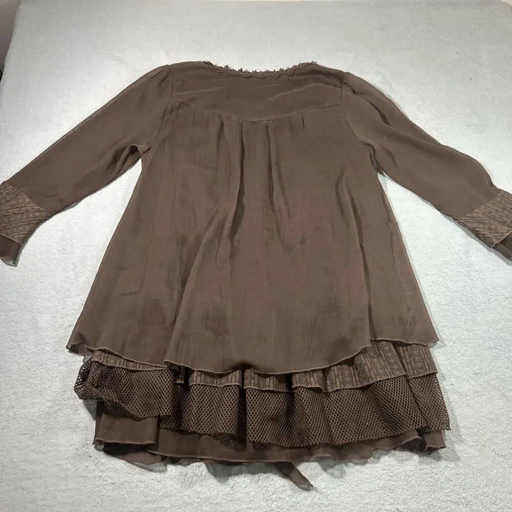 Y2k 2000s Renaissance Gothic Medieval Lace Smock Tunic Medium Dress Top Cottage